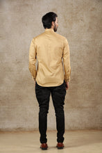 Load image into Gallery viewer, Ajay Arvindbhai Khatri Men&#39;s Khaki Full Sleeve Cotton Short Kurta
