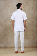 Load image into Gallery viewer, Ajay Arvindbhai Khatri Men&#39;s White Half Sleeve Cotton Short Kurta With Pocket
