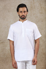 Load image into Gallery viewer, Ajay Arvindbhai Khatri Men&#39;s White Half Sleeve Cotton Short Kurta With Pocket
