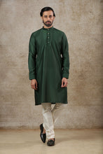 Load image into Gallery viewer, Ajay Arvindbhai Khatri Men&#39;s Green Colour Kurta &amp; White Color Pyjama Set
