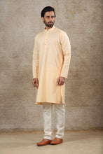 Load image into Gallery viewer, Ajay Arvindbhai Khatri Men&#39;s Cream Colour Kurta &amp; White Color Pyjama Set
