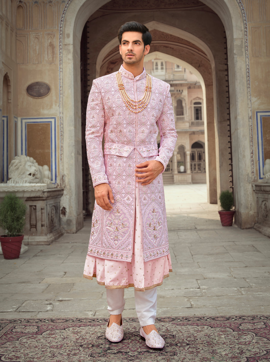 Ajay Arvindbhai Khatri Wedding Special Art Silk 5 Pic Sherwani For Wedding