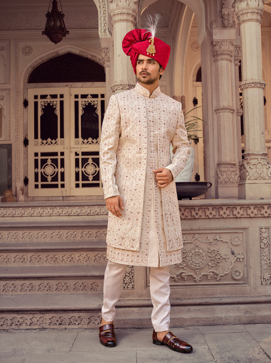 Ajay Arvindbhai Khatri Wedding Special Art 3 Pic Silk Sherwani For Wedding