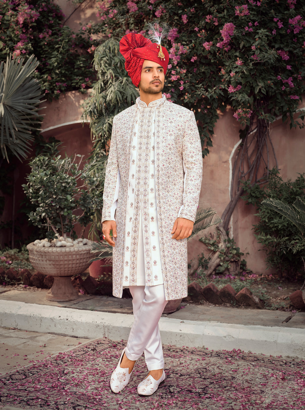 Ajay Arvindbhai Khatri Wedding Special Art 3 Pic Silk Sherwani For Wedding