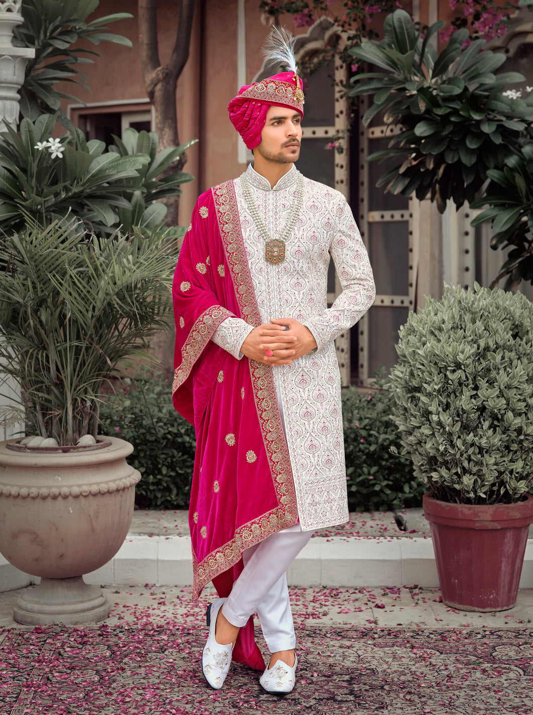 Ajay Arvindbhai Khatri Wedding Special Art 2 Pic Silk Sherwani For Wedding