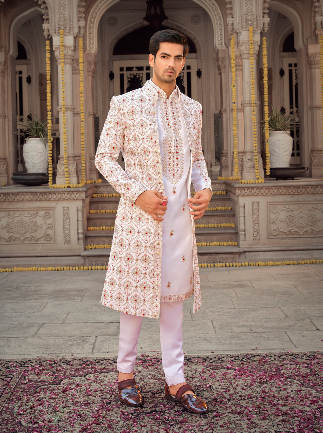 Ajay Arvindbhai Khatri Wedding Special Art Silk Sherwani For Wedding