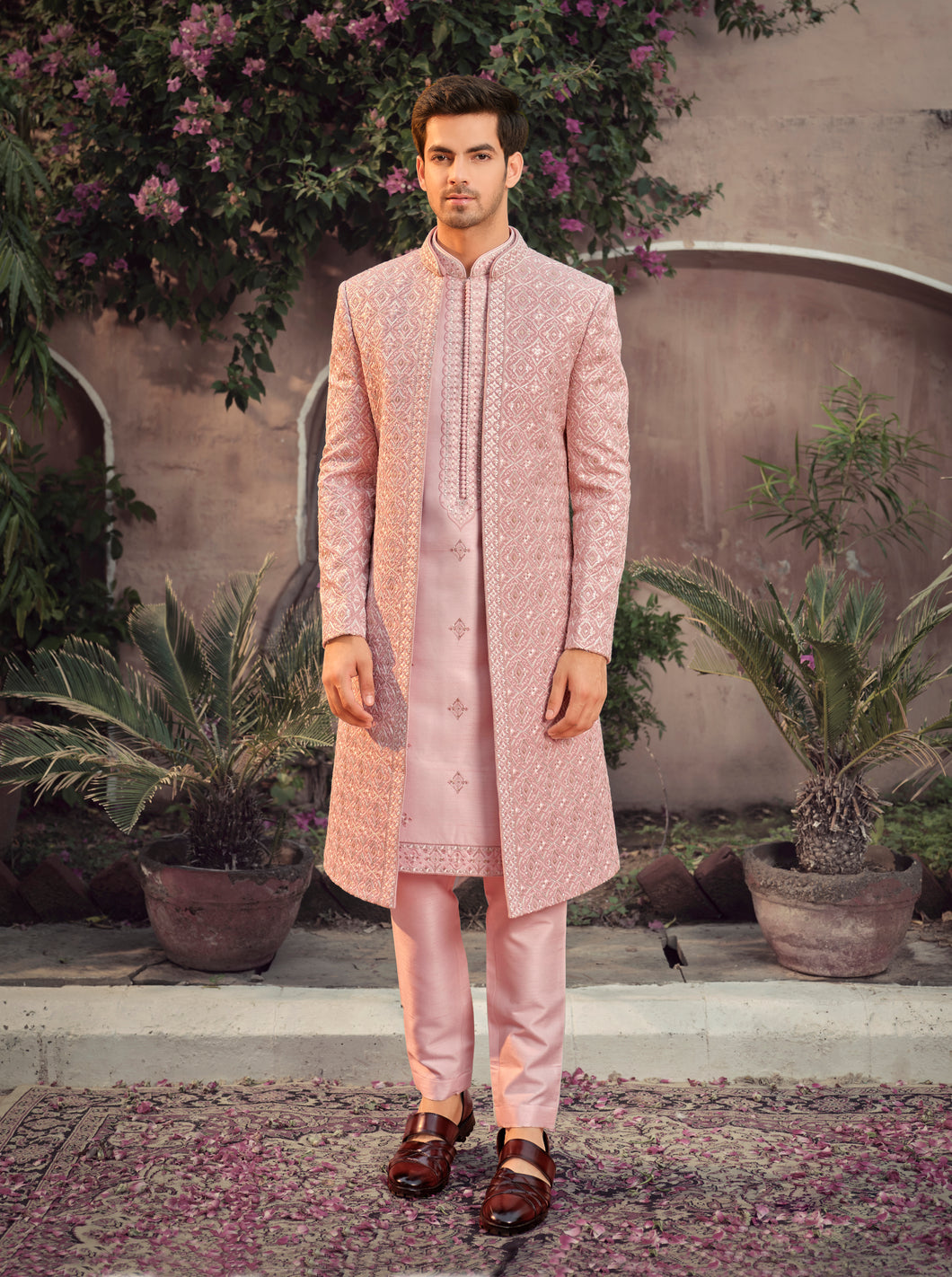 Ajay Arvindbhai Khatri Wedding Special Art 3 pic Silk  Jacket Sherwani For Wedding