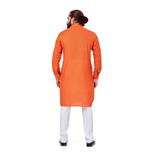Load image into Gallery viewer, mens embroidered orange colour kurta
