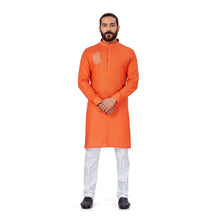 Load image into Gallery viewer, mens embroidered orange colour kurta
