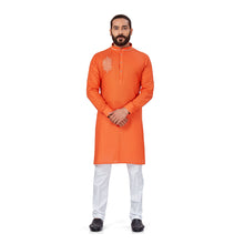 Load image into Gallery viewer, Ajay Arvindbhai Khatri Men&#39;s Cotton Embroidery Stylish kurta Orange Colour
