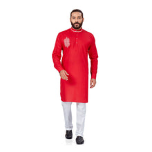 Load image into Gallery viewer, Ajay Arvindbhai Khatri Men&#39;s Cotton Embroidery Stylish kurta Red Colour
