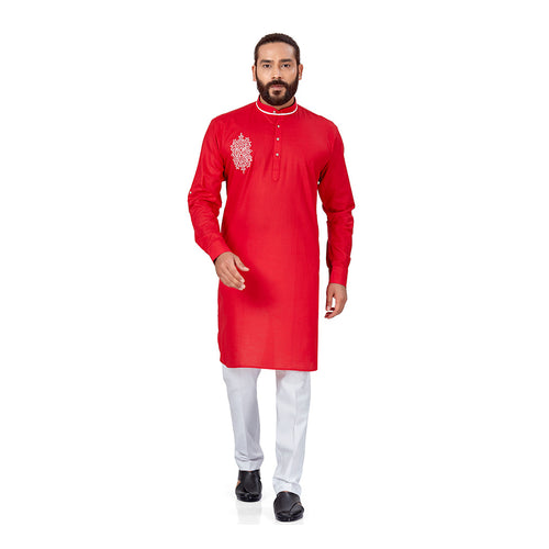 mens embroidered red colour kruta