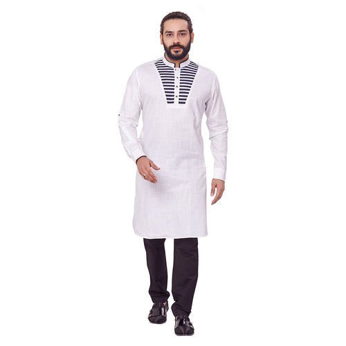 mens  white color cotton kurta