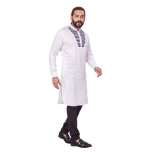 Load image into Gallery viewer, Ajay Arvindbhai Khatri Men&#39;s Pure Cotton Regular Chest Pattern Kurta White Colour
