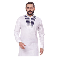 Load image into Gallery viewer, Ajay Arvindbhai Khatri Men&#39;s Pure Cotton Regular Chest Pattern Kurta White Colour
