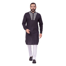 Load image into Gallery viewer, mens black color cotton kurta
