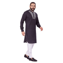 Load image into Gallery viewer, mens black color cotton kurta
