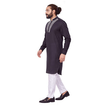 Load image into Gallery viewer, mens black color cotton kurta
