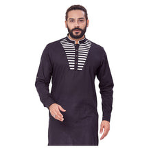 Load image into Gallery viewer, mens black color cotton kurta
