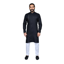 Load image into Gallery viewer, mens black color cotton kurtas
