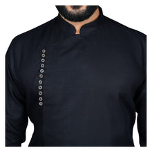 Load image into Gallery viewer, mens black color cotton kurta
