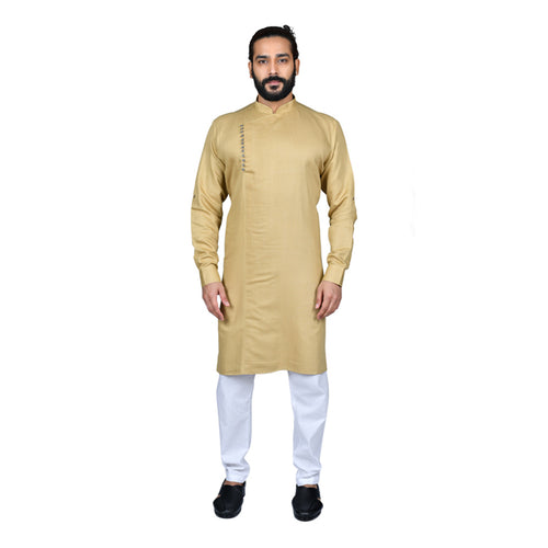 mens fawn color cotton kurta