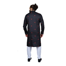 Load image into Gallery viewer, mens black color poly cotton kurta
