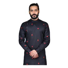 Load image into Gallery viewer, mens black color poly cotton kurta
