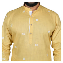 Load image into Gallery viewer, mens yellow color poly cotton kurta
