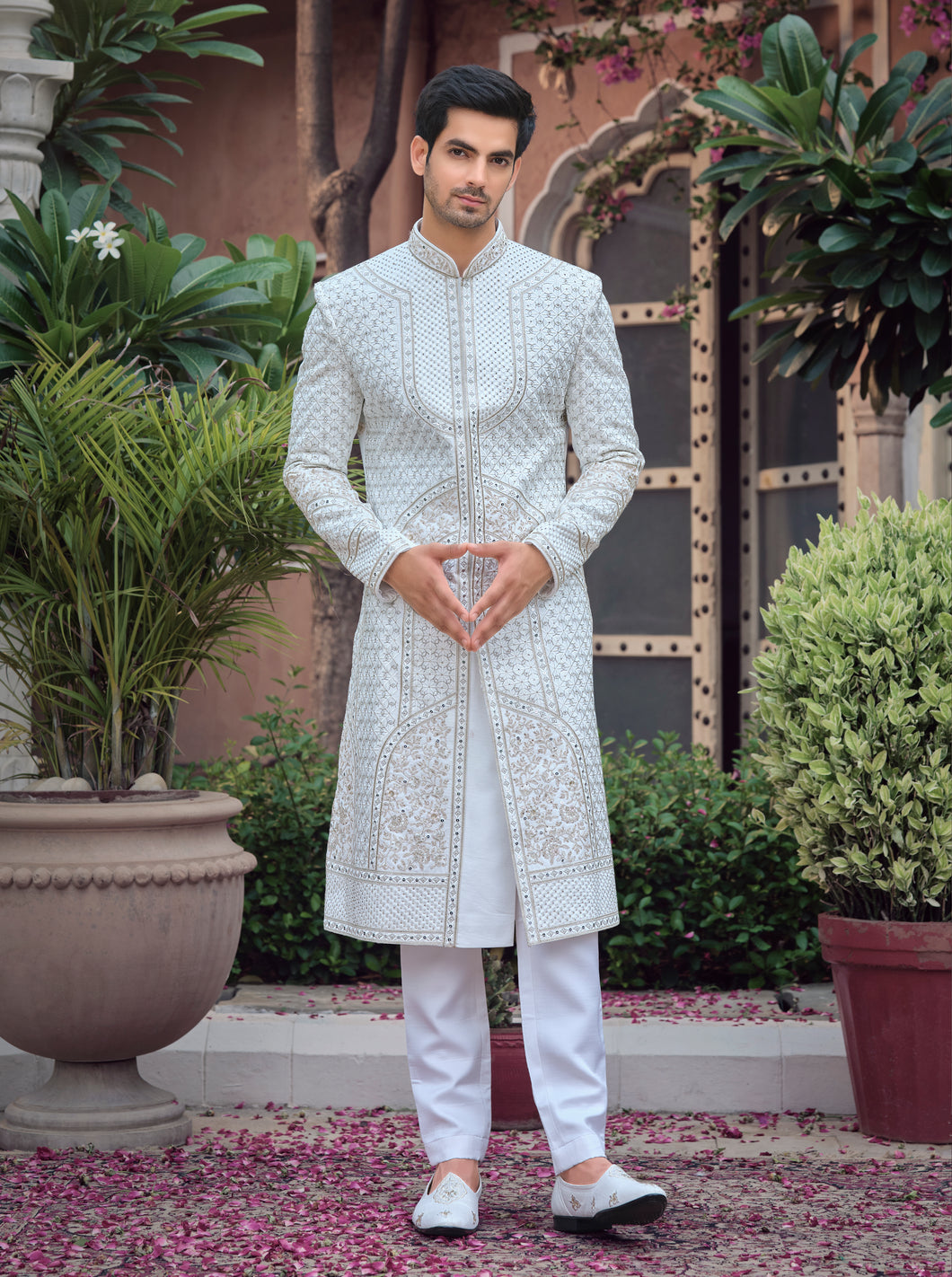 Ajay Arvindbhai Khatri Wedding Special Art Silk Sherwani For Wedding