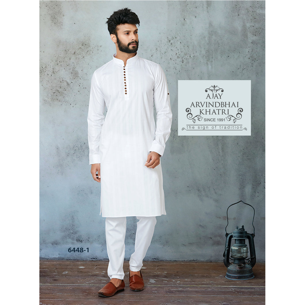 Ajay Arvindbhai Khatri Men's White Kurta & Pyjama Set