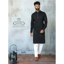 Load image into Gallery viewer, Ajay Arvindbhai Khatri Men&#39;s Black Colour Kurta &amp; White Pyjama Set
