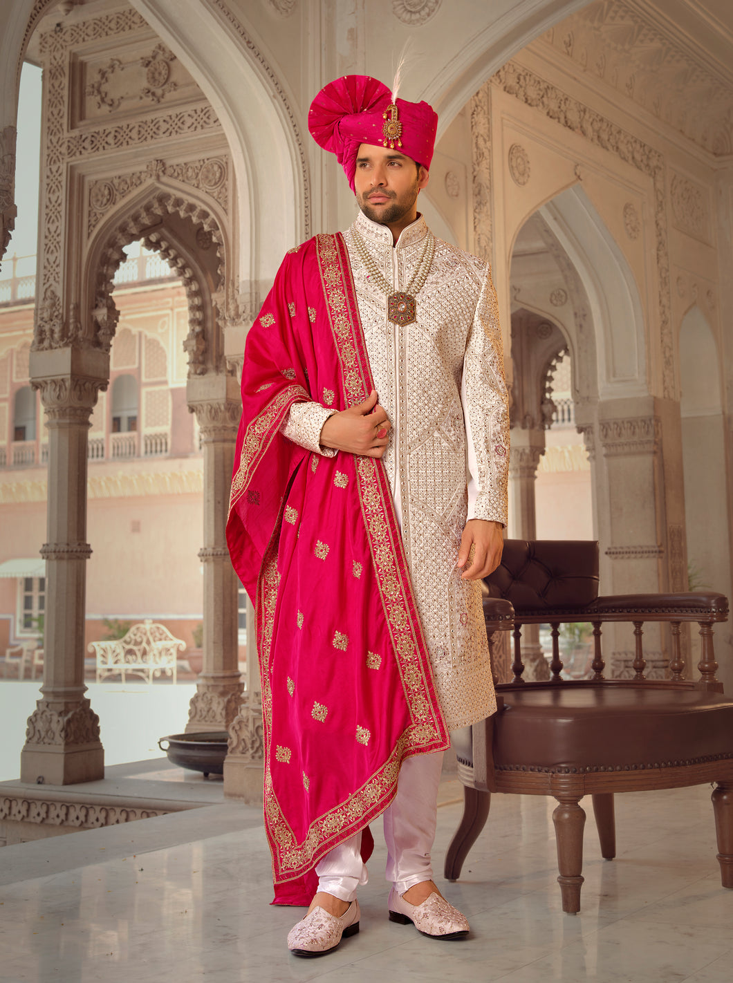 Ajay Arvindbhai Khatri Wedding Special Art Silk Sherwani For Wedding