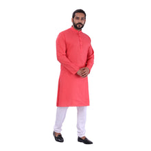 Load image into Gallery viewer, Ajay Arvindbhai Khatri Men&#39;s Pure Cotton Regular Kurta Carrot Red Colour
