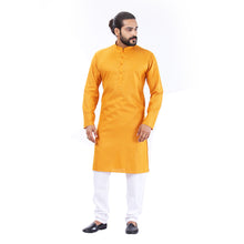 Load image into Gallery viewer, mens yellow color cotton regular kurta
