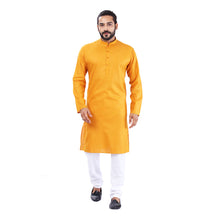 Load image into Gallery viewer, mens yellow color cotton regular kurta
