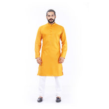 Load image into Gallery viewer, mens yellow color cotton regular kurta
