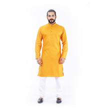 Load image into Gallery viewer, Ajay Arvindbhai Khatri Men&#39;s Pure Cotton Regular Plain Mango Colour Kurta
