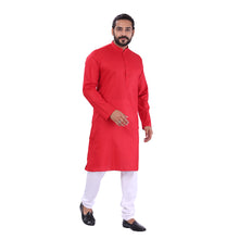 Load image into Gallery viewer, Ajay Arvindbhai Khatri Men&#39;s Pure Cotton Regular Kurta Red Colour
