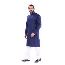 Load image into Gallery viewer, Ajay Arvindbhai Khatri Men&#39;s Pure Cotton Regular Kurta Navy Blue Colour
