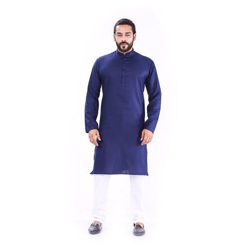 mens navy blue color cotton regular kurta