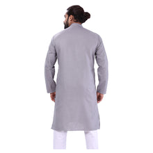 Load image into Gallery viewer, Ajay Arvindbhai Khatri Men&#39;s Pure Cotton Regular Kurta Grey Colour
