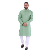 Load image into Gallery viewer, Ajay Arvindbhai Khatri Men&#39;s Pure Cotton Regular Kurta Parrot Green Colour
