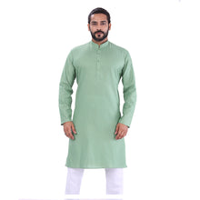 Load image into Gallery viewer, mens pista green color cotton regular kurta
