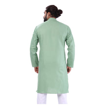 Load image into Gallery viewer, mens pista green color cotton regular kurta
