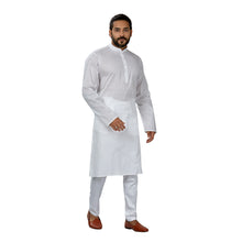 Load image into Gallery viewer, Ajay Arvindbhai Khatri Men&#39;s Pure Cotton Regular linning kurta White Colour
