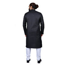 Load image into Gallery viewer, mens black color lining poly cotton kurta
