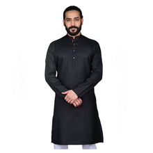 Load image into Gallery viewer, mens black color lining poly cotton kurta
