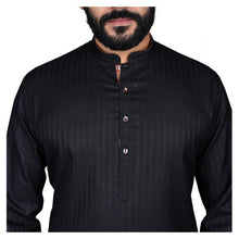 Load image into Gallery viewer, mens black color lining poly cotton kurta
