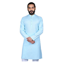 Load image into Gallery viewer, mens sky blue color poly cotton kurta
